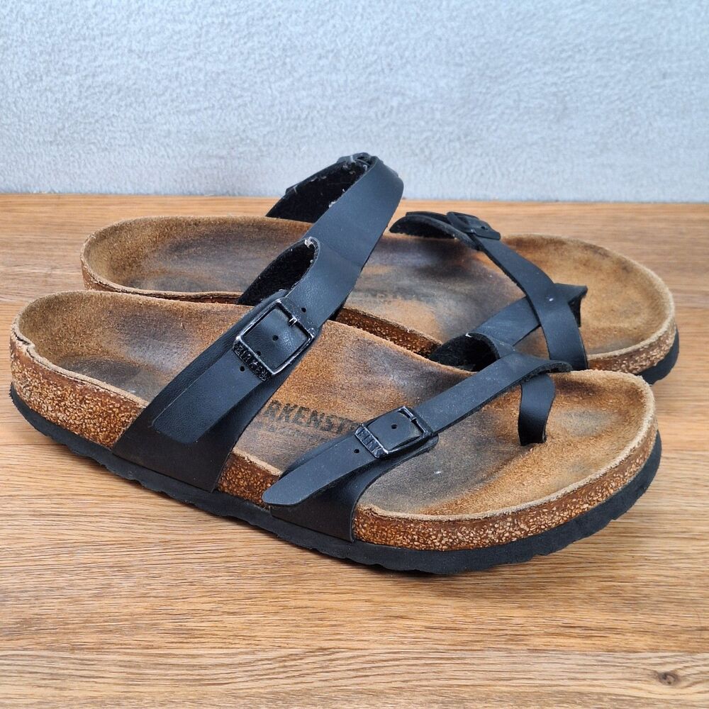 Birkenstock Mayari Women's 7 EU 38 Strappy Sandals Black Birko-Flor Germany